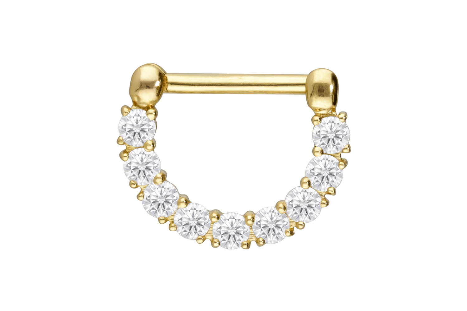 18 Karat Gold Clicker 9 EINGEFASSTE MOISSANITE von Piercingline
